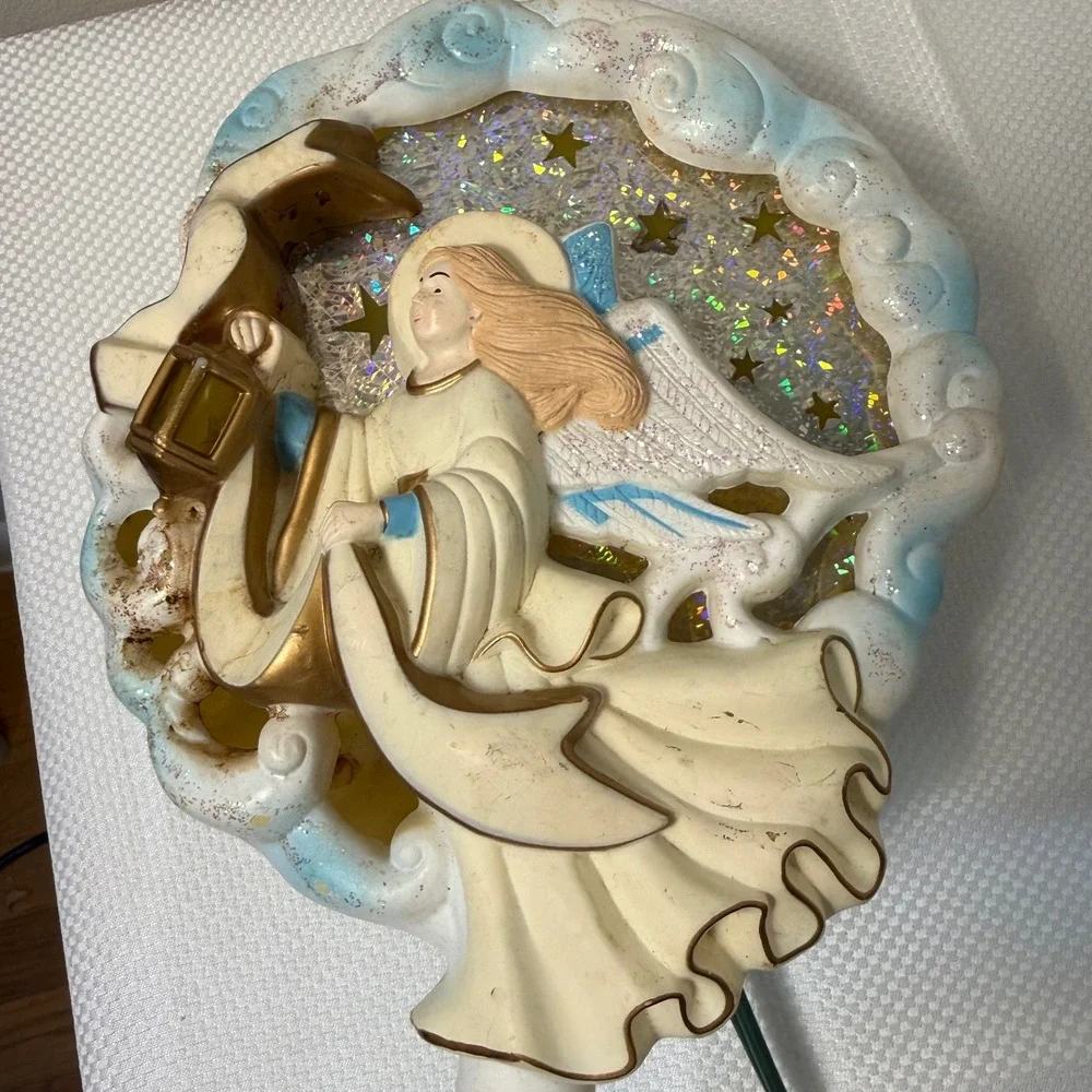 Vtg Bradford In Motion Angel Cherub Tree Topper Lighted Christmas Whimsy‎ TESTED